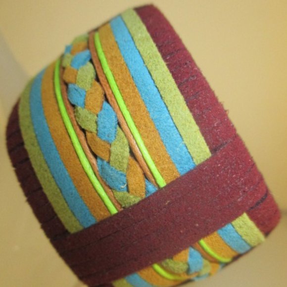 DANNIJO Cornelia Cuff Braided Suede Cuff Burgundy Orange Navy - Picture 9 of 10